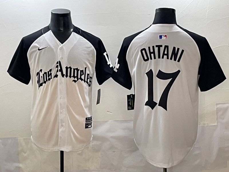 Men 2025 Los Angeles Dodgers #17 Ohtani White black Five generations Joint Name Nike MLB Jersey style 52610